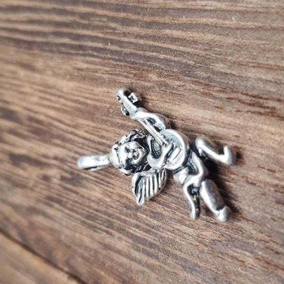 Sterling silver angel cherub heavenly music pendant - Picture 2 of 2